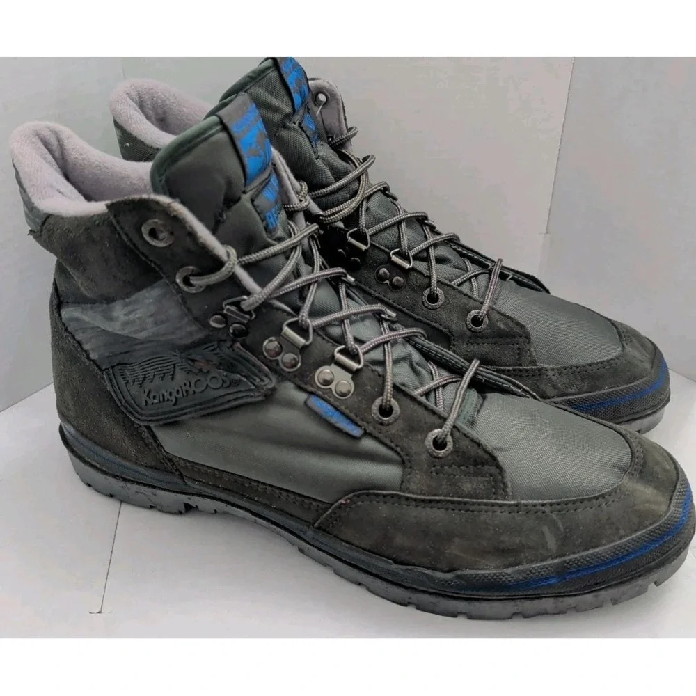Vintage 80s KangaRoos Gray Suede Hiking Boots Waterproof Men's Size 13 BVL-6630